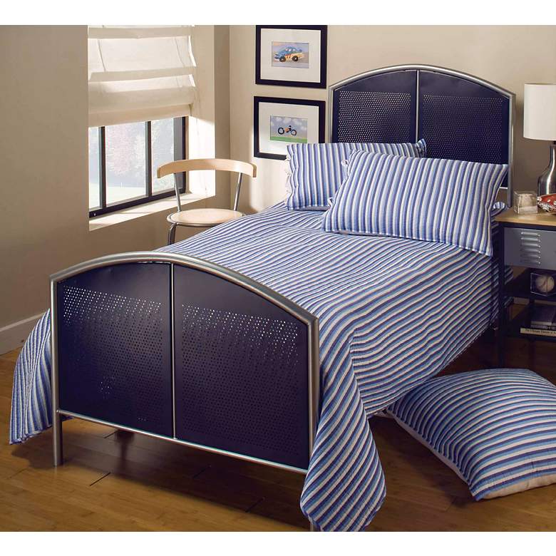 Image 1 Hillsdale Universal Mesh Silver and Navy Bed (Twin)