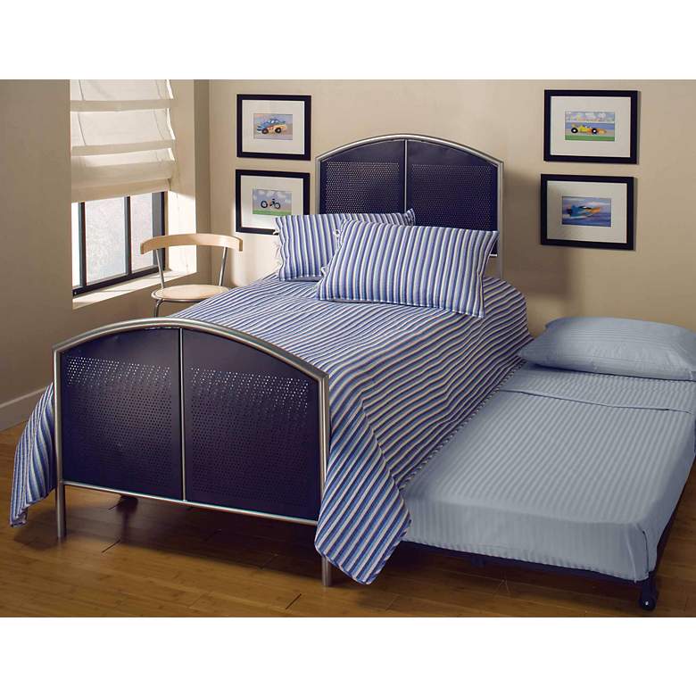 Image 1 Hillsdale Universal Mesh Silver and Navy Trundle Bed (Twin)