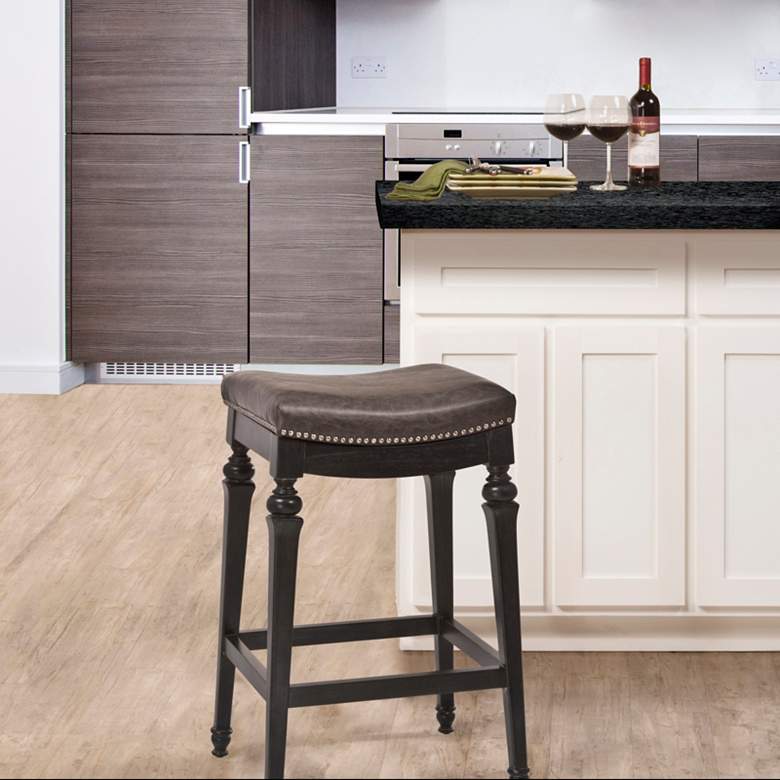 Image 1 Hillsdale Vetrina 30 1/2" Charcoal Faux Leather Barstool