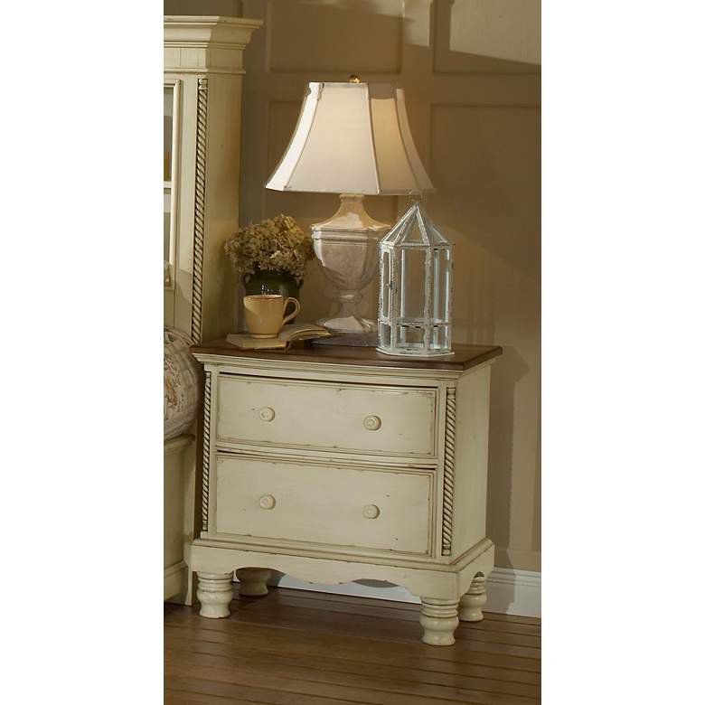 Image 1 Hillsdale Wilshire Antique White 2-Drawer Nightstand