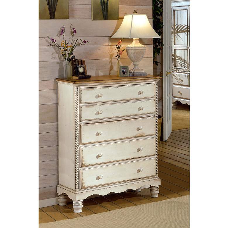 Image 1 Hillsdale Wilshire Antique White 5-Drawer Chest