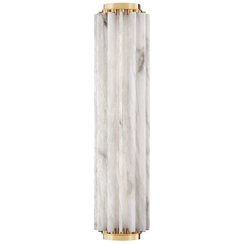 Image 1 Hillside 24 1/2" High Aged Brass White Alabaster Wall Sconce