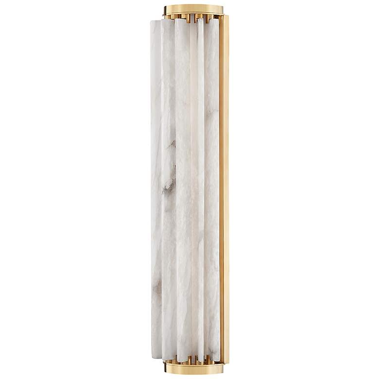 Image 2 Hillside 24 1/2" High Aged Brass White Alabaster Wall Sconce more views