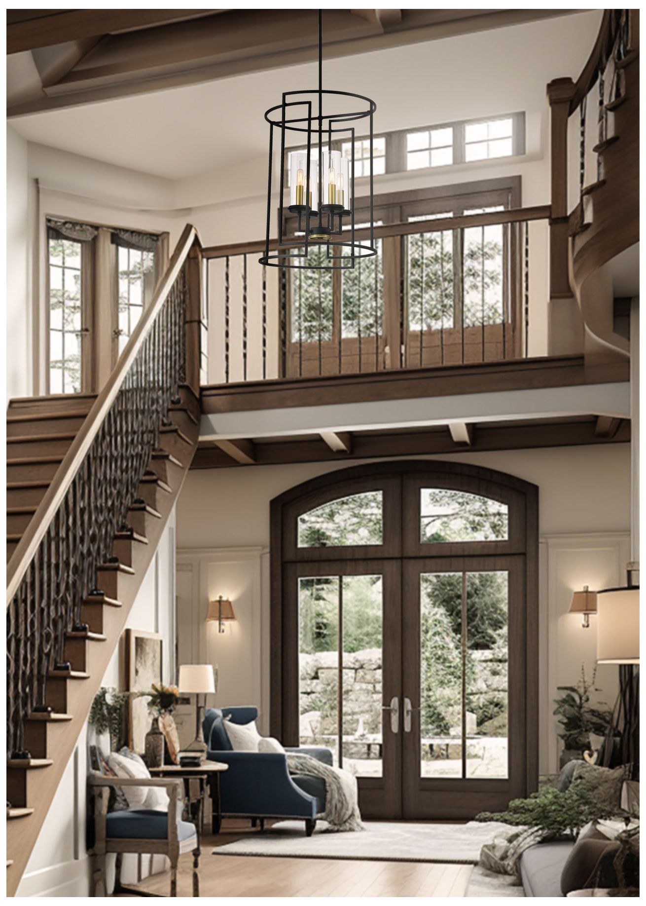 Thumbnail3 of Hillstone 18 1/2" Wide Sand Coal 4-Light Pendant more views