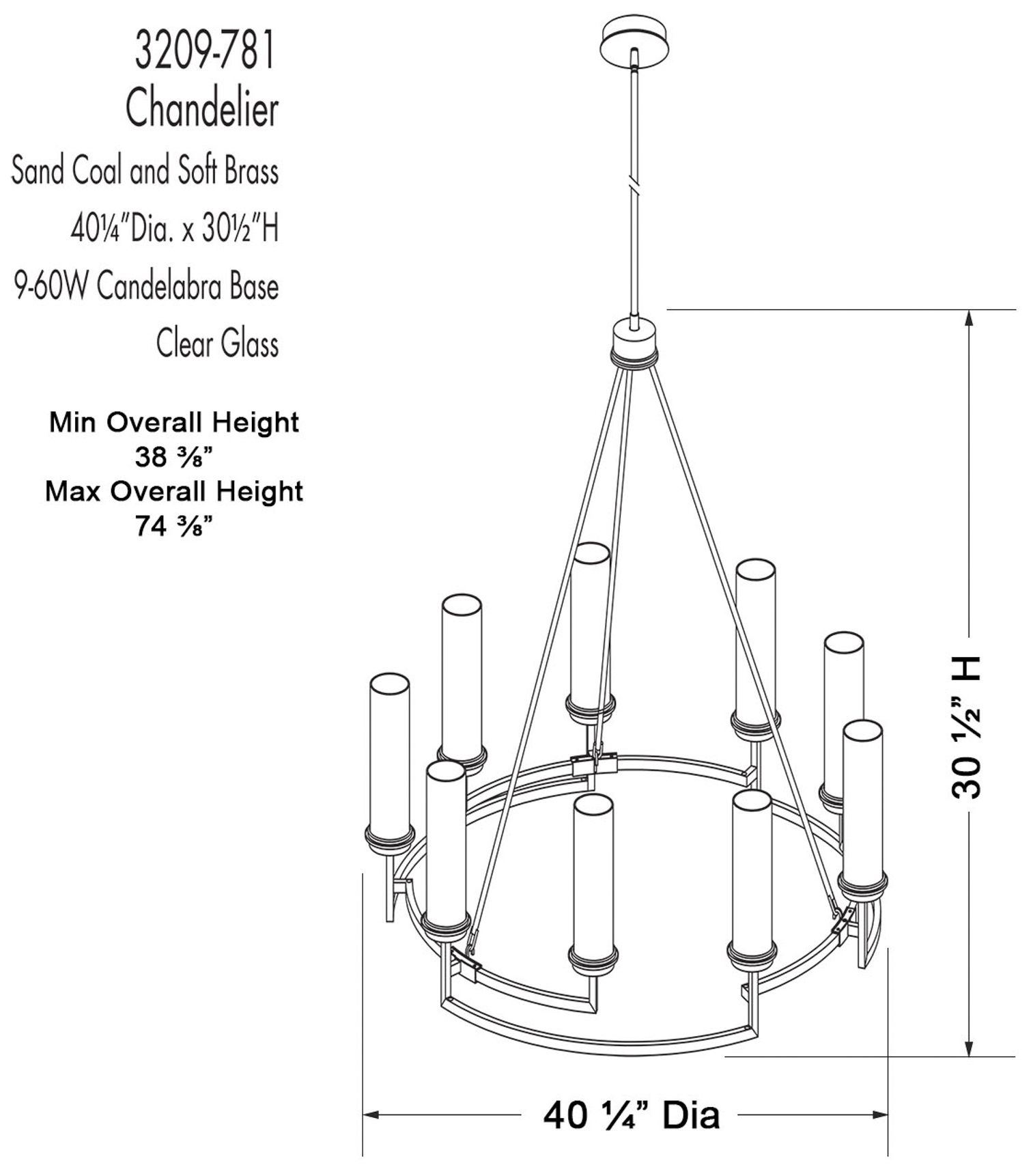 Image 4 Hillstone 40 1/4" Wide Sand Coal 9-Light Chandelier more views
