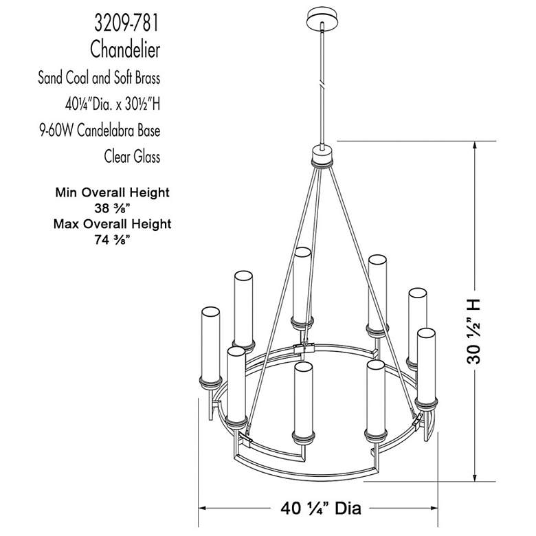 Image 4 Hillstone 40 1/4" Wide Sand Coal 9-Light Chandelier more views