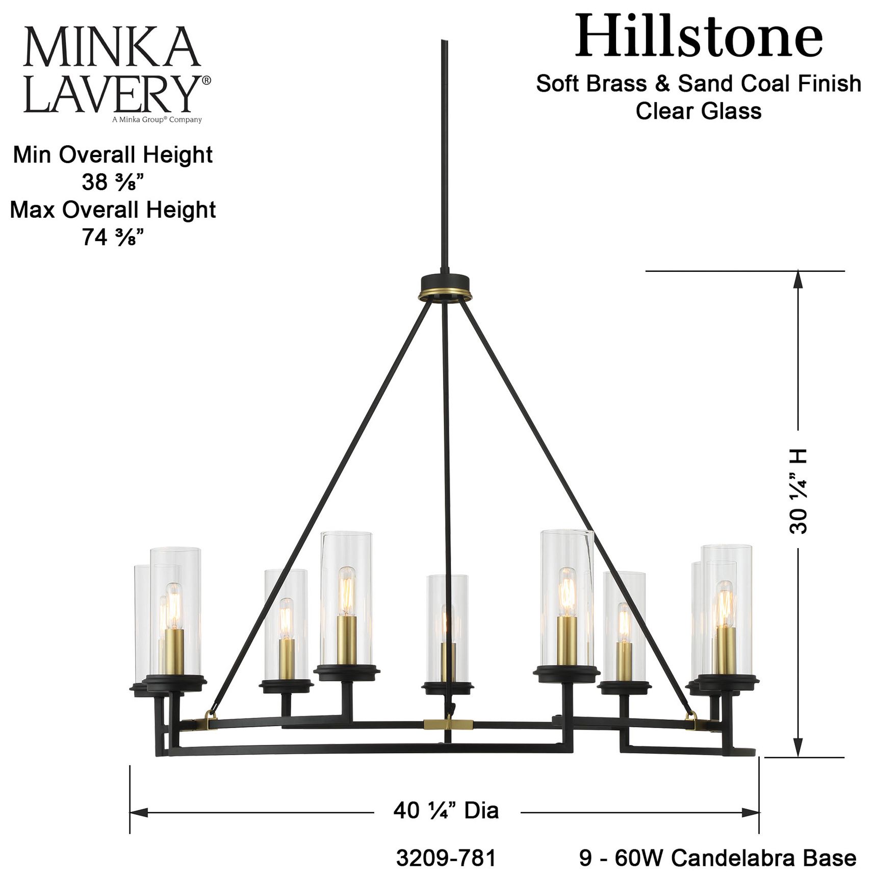 Hillstone 40 1/4" Wide Sand Coal 9-Light Chandelier