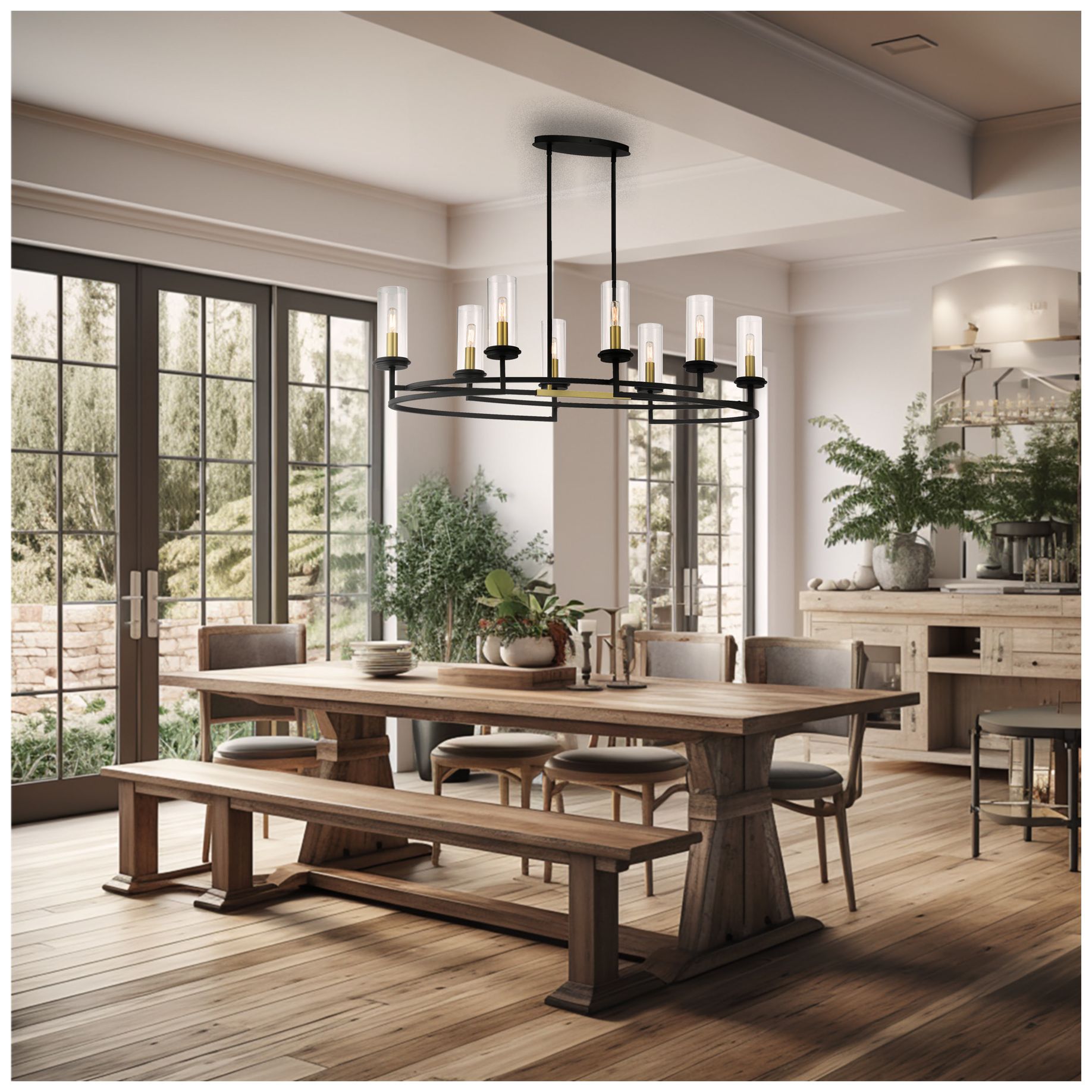 Image 3 Hillstone 45 1/4" Wide Sand Coal 8-Light Island Chandelier more views