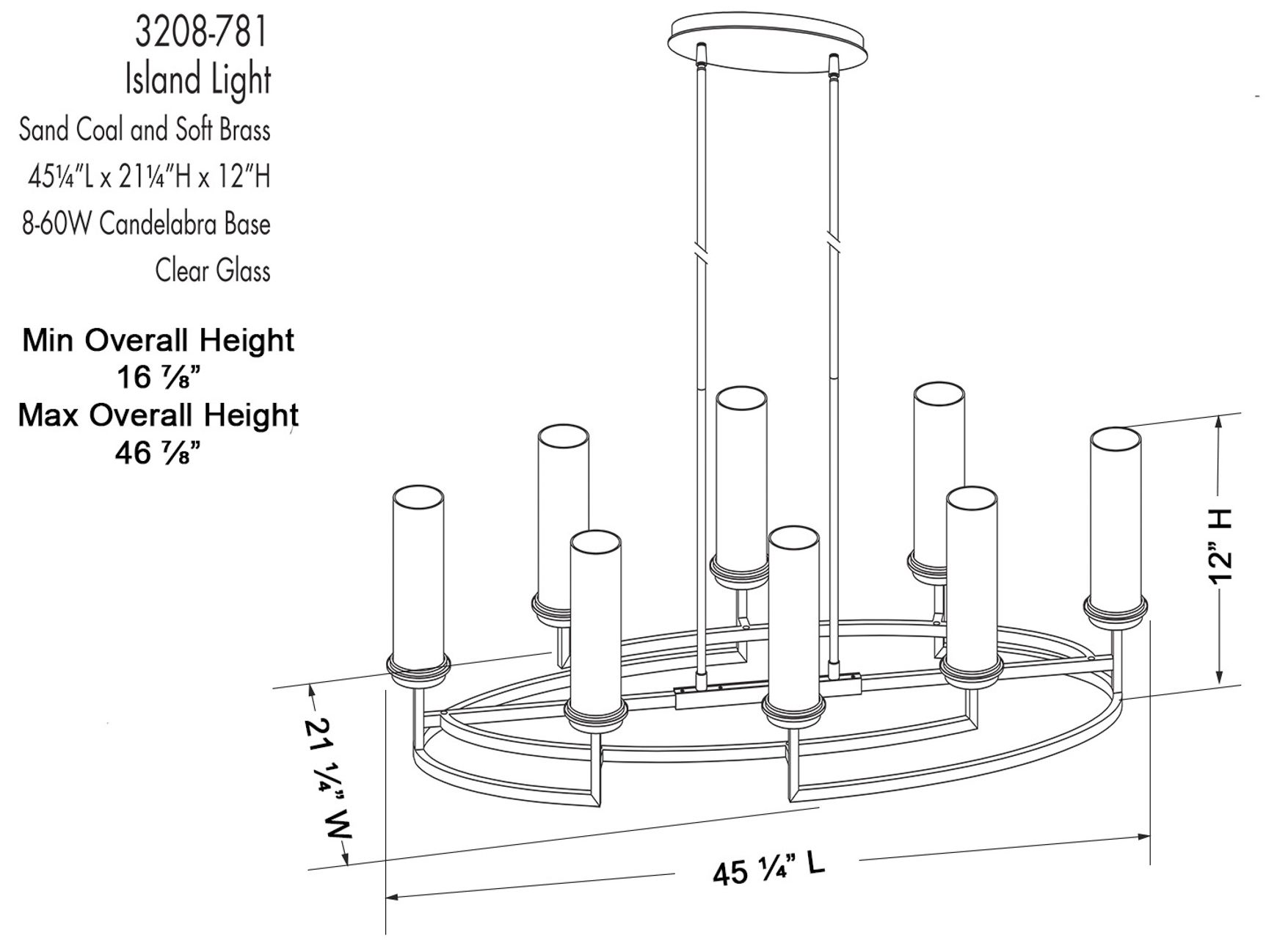 Image 4 Hillstone 45 1/4" Wide Sand Coal 8-Light Island Chandelier more views