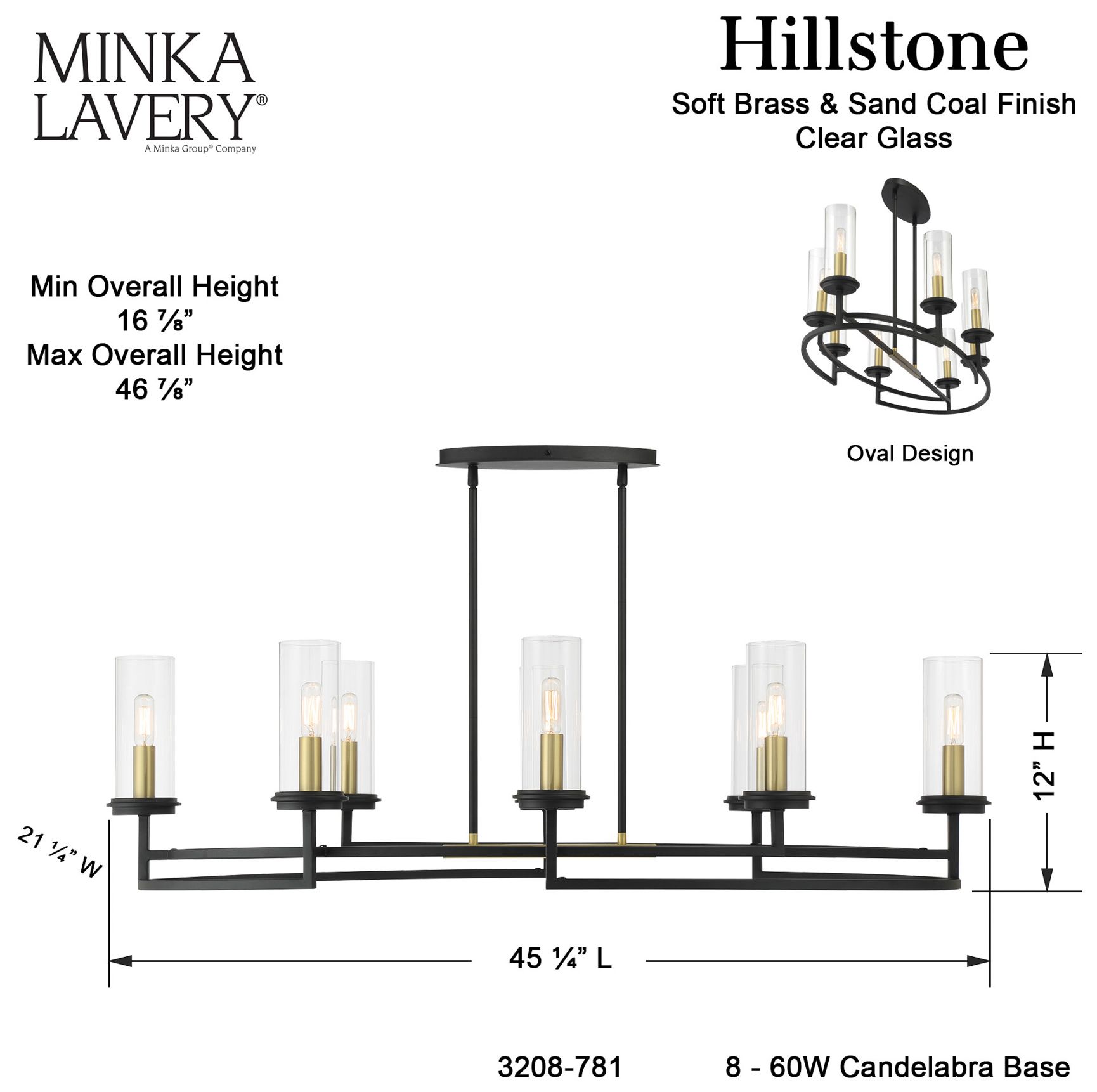 Hillstone 45 1/4" Wide Sand Coal 8-Light Island Chandelier