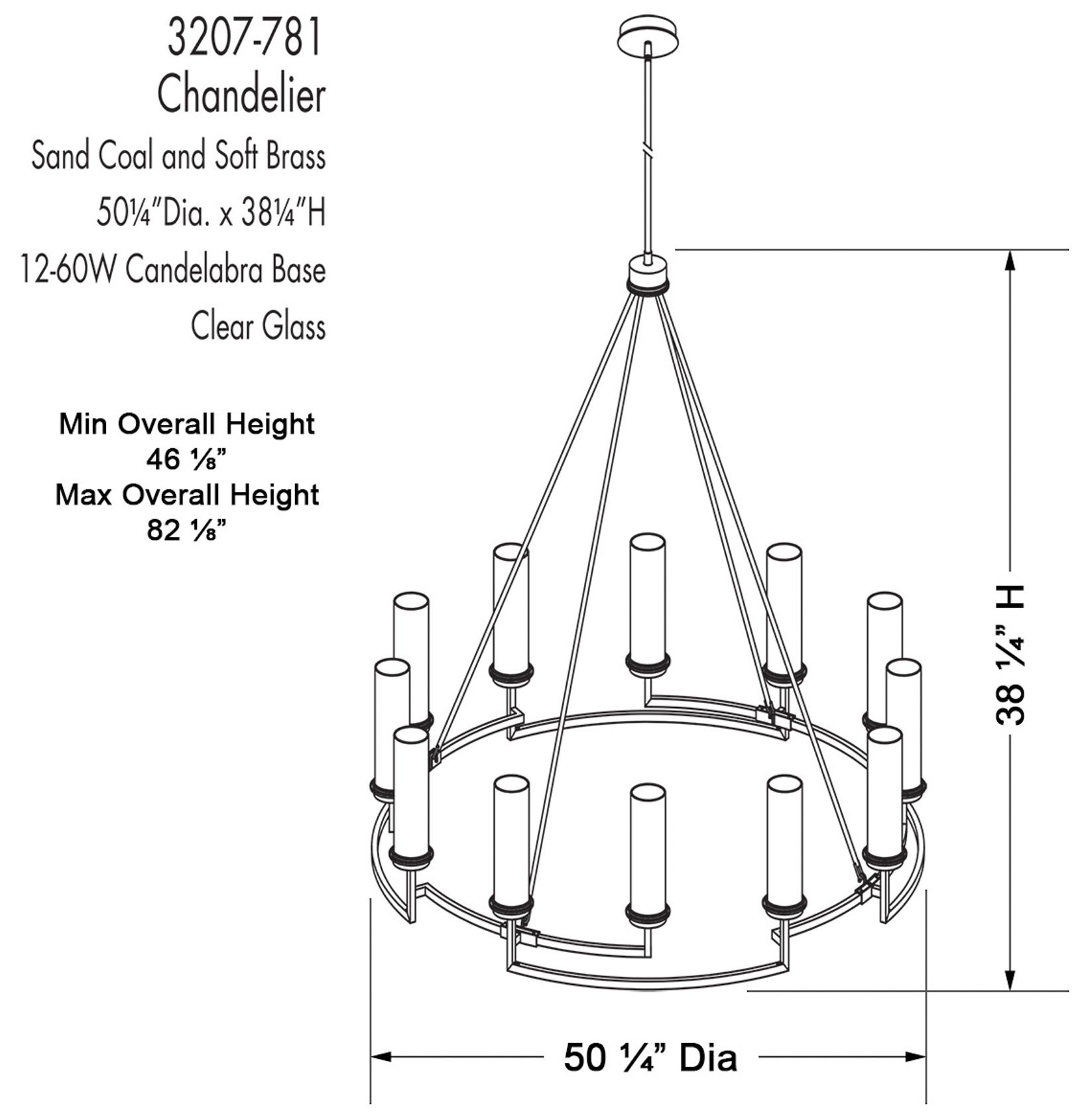 Image 3 Hillstone 50 1/4"W Sand Coal and Brass 12-Light Chandelier more views