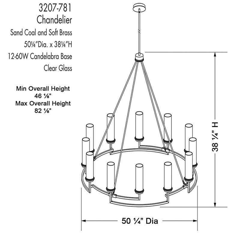 Image 3 Hillstone 50 1/4"W Sand Coal and Brass 12-Light Chandelier more views