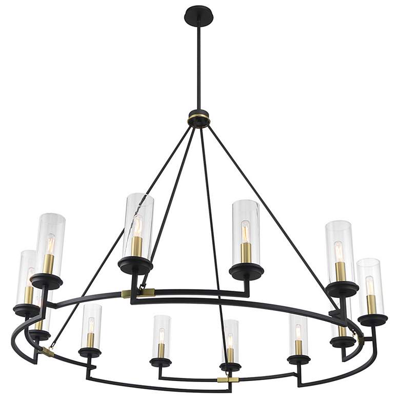 Image 4 Hillstone 50 1/4"W Sand Coal and Brass 12-Light Chandelier more views