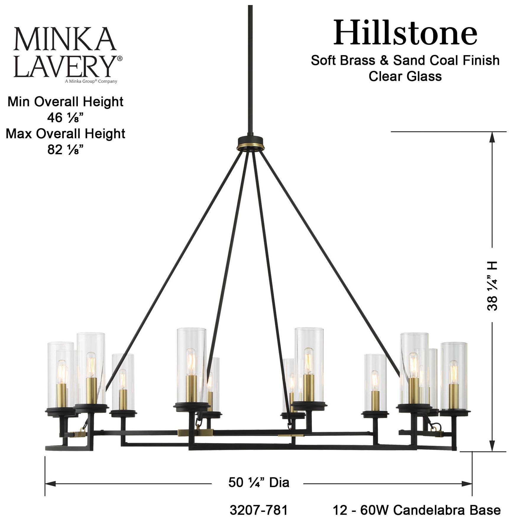 Image 5 Hillstone 50 1/4"W Sand Coal and Brass 12-Light Chandelier more views