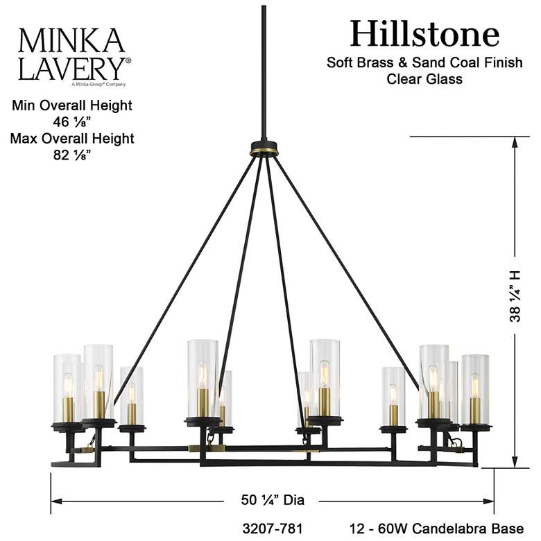 Image 5 Hillstone 50 1/4"W Sand Coal and Brass 12-Light Chandelier more views