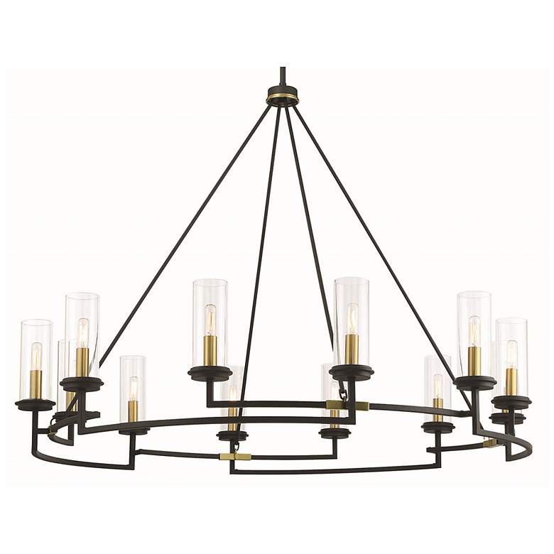 Image 6 Hillstone 50 1/4"W Sand Coal and Brass 12-Light Chandelier more views