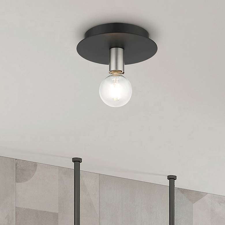 Image 1 Hillview 1 Light Black Flush Mount