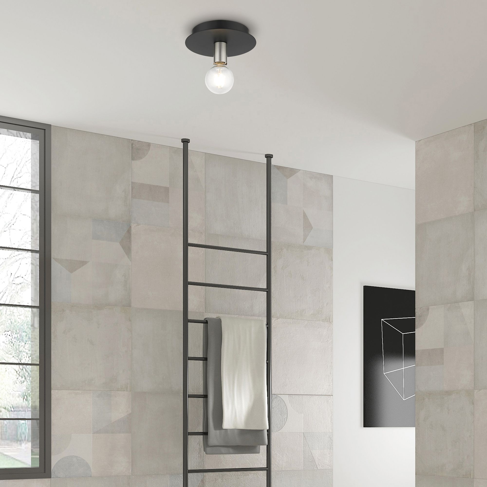 Hillview 1 Light Black Flush Mount