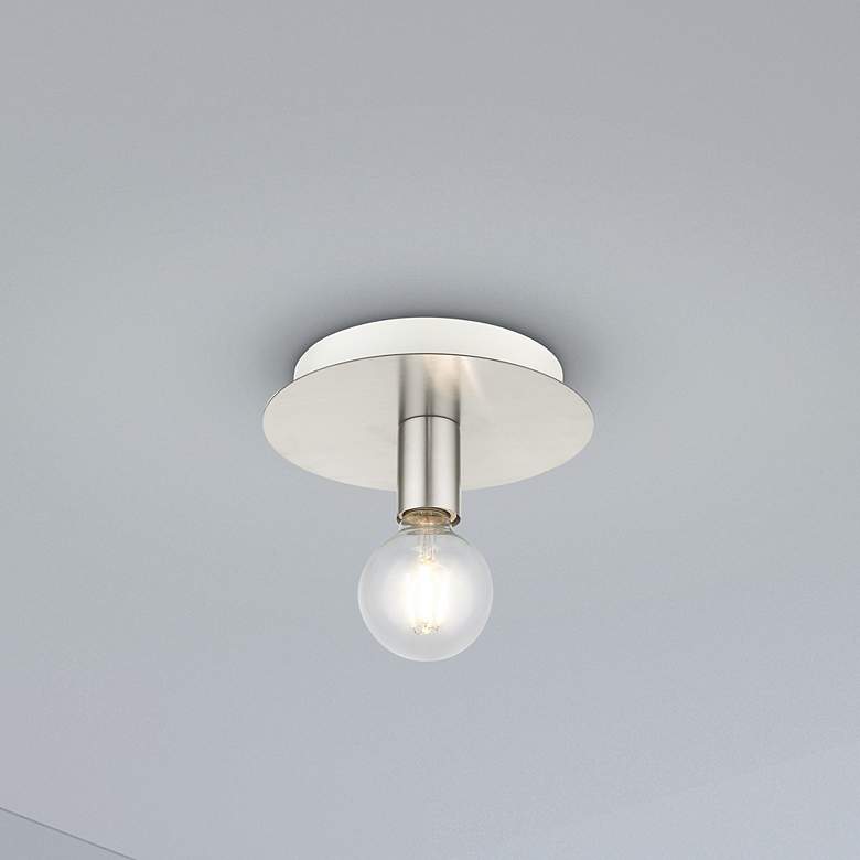 Image 1 Hillview 1 Light Brushed Nickel Flush Mount