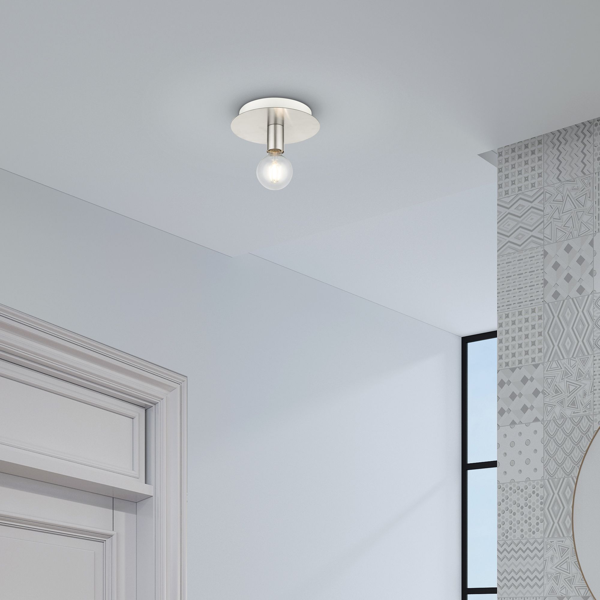 Hillview 1 Light Brushed Nickel Flush Mount