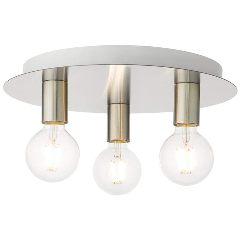 Image 2 Hillview 3 Light Brushed Nickel Flush Mount