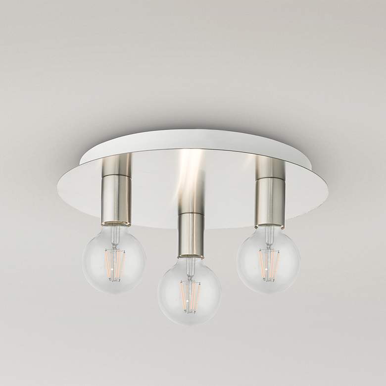 Image 1 Hillview 3 Light Brushed Nickel Flush Mount