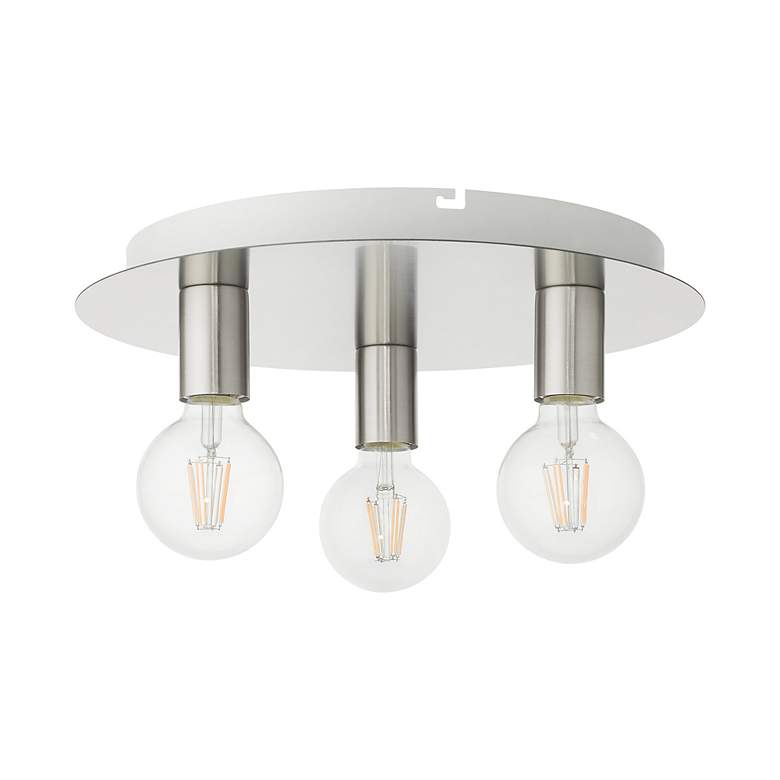 Image 3 Hillview 3 Light Brushed Nickel Flush Mount more views