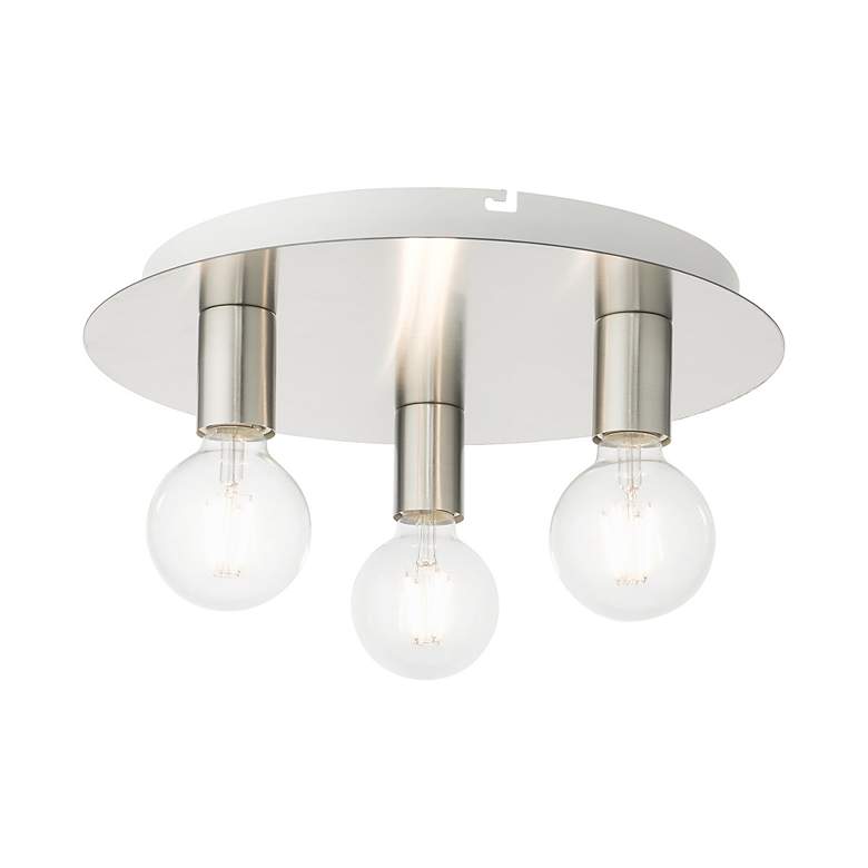 Image 4 Hillview 3 Light Brushed Nickel Flush Mount more views