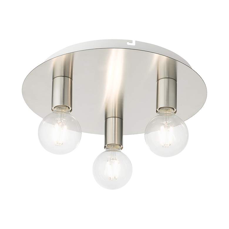 Image 5 Hillview 3 Light Brushed Nickel Flush Mount more views