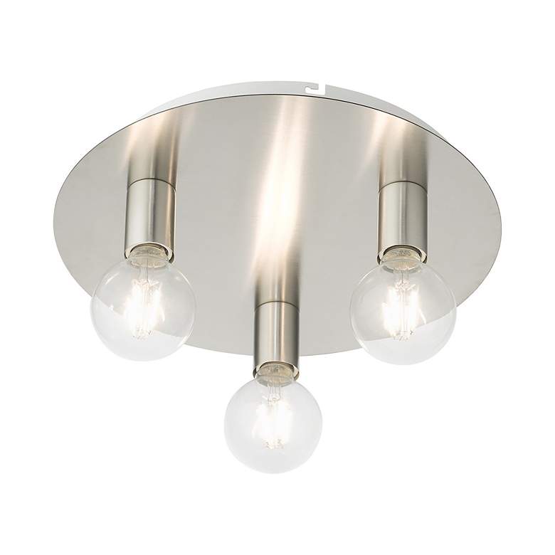 Image 6 Hillview 3 Light Brushed Nickel Flush Mount more views