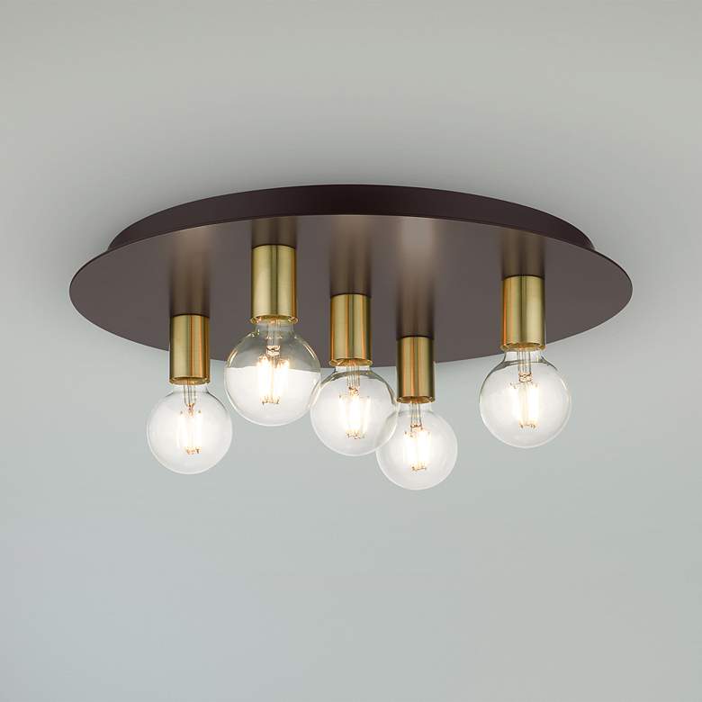 Image 1 Hillview 5 Light Bronze Flush Mount