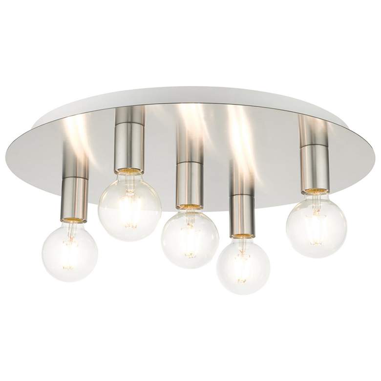 Image 1 Hillview 5 Light Brushed Nickel Flush Mount