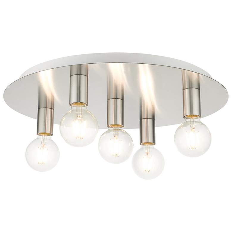 Image 1 Hillview 5 Light Brushed Nickel Flush Mount