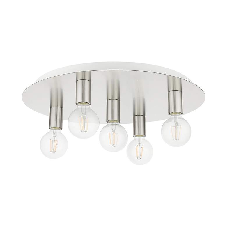 Image 3 Hillview 5 Light Brushed Nickel Flush Mount more views