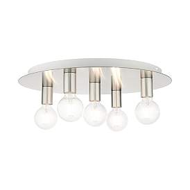Image4 of Hillview 5 Light Brushed Nickel Flush Mount more views