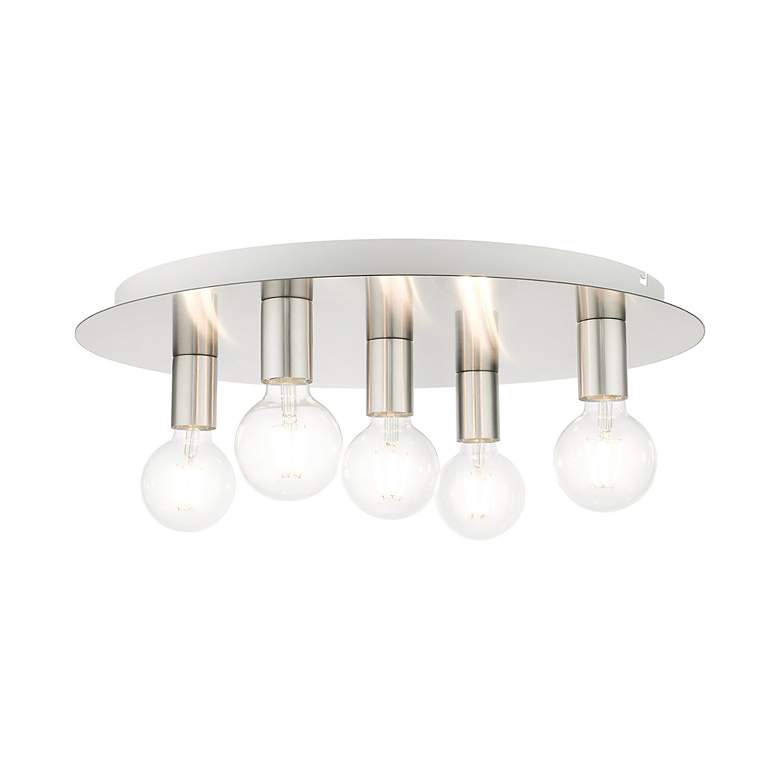 Image 4 Hillview 5 Light Brushed Nickel Flush Mount more views