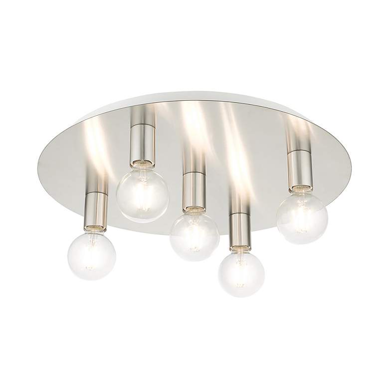 Image 5 Hillview 5 Light Brushed Nickel Flush Mount more views