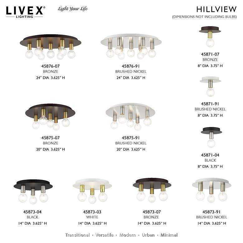 Image 7 Hillview 5 Light Brushed Nickel Flush Mount more views