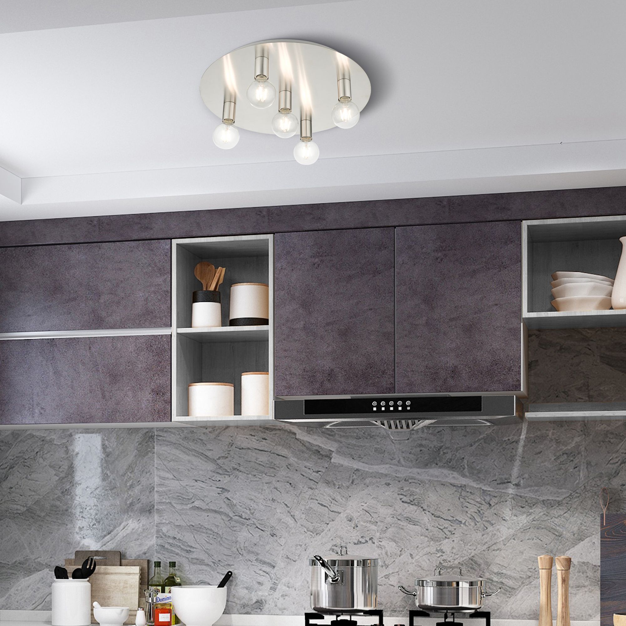 Hillview 5 Light Brushed Nickel Flush Mount