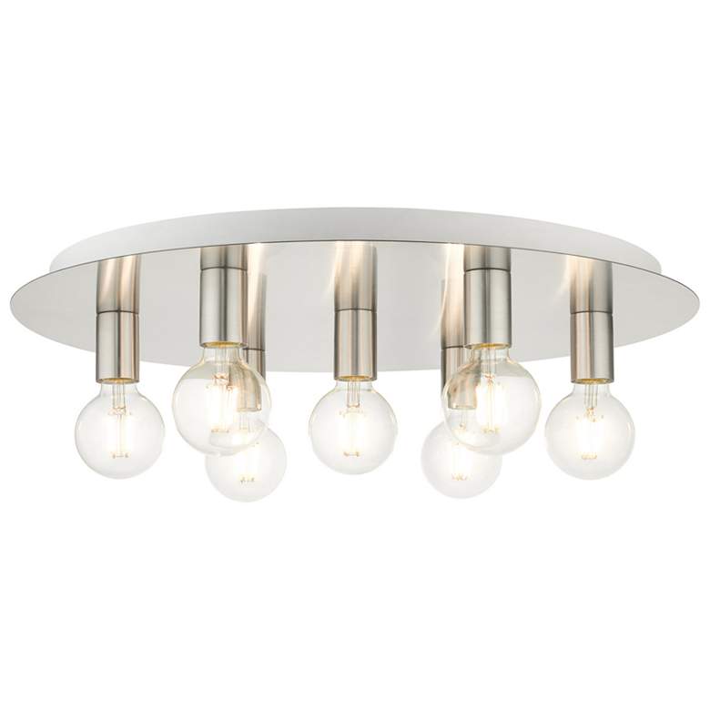 Image 1 Hillview 7 Light Brushed Nickel Flush Mount