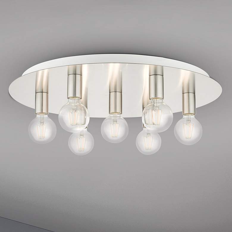 Image 1 Hillview 7 Light Brushed Nickel Flush Mount