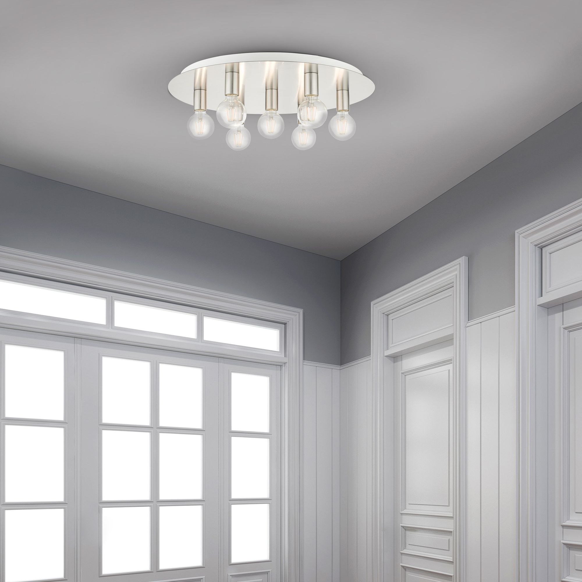 Hillview 7 Light Brushed Nickel Flush Mount
