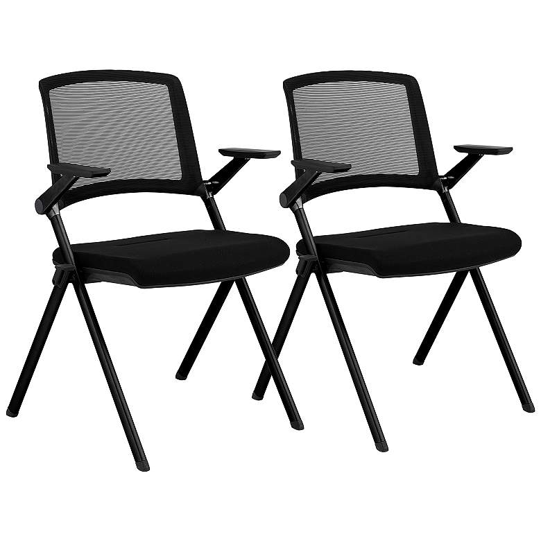 Image 2 Hilma Black Foldable Stacking Visitor Chairs Set of 2