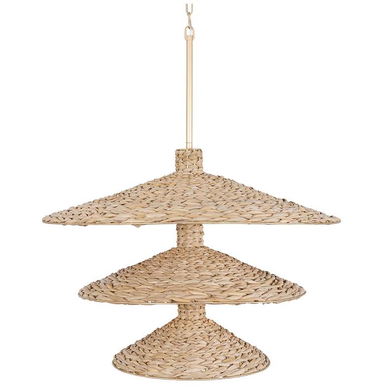 Image 1 Hilton Head 15-Lt 3-Tier Pendant - French Gold/Natural Seagrass