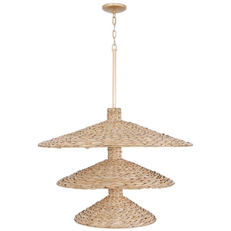 Image 2 Hilton Head 15-Lt 3-Tier Pendant - French Gold/Natural Seagrass more views
