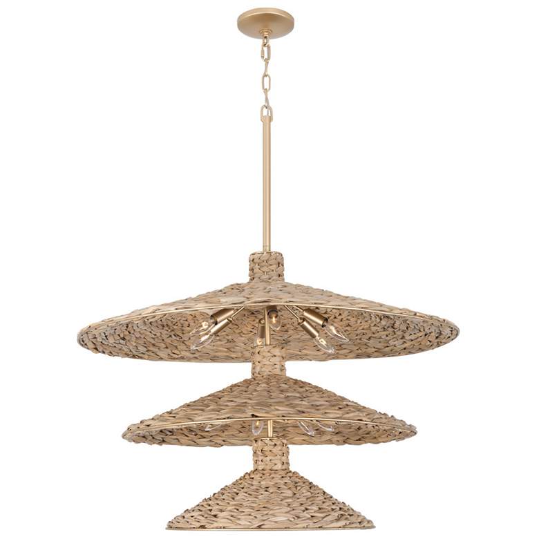 Image 3 Hilton Head 15-Lt 3-Tier Pendant - French Gold/Natural Seagrass more views