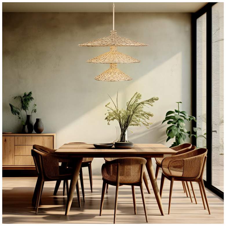 Image 6 Hilton Head 15-Lt 3-Tier Pendant - French Gold/Natural Seagrass more views