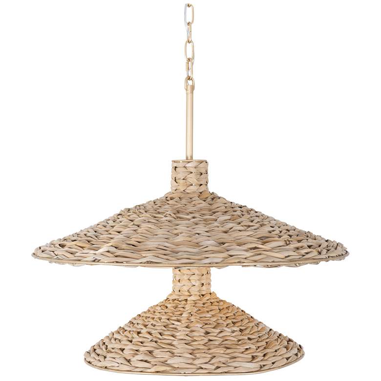 Image 1 Hilton Head 9-Lt 2-Tier Pendant - French Gold/Natural Seagrass
