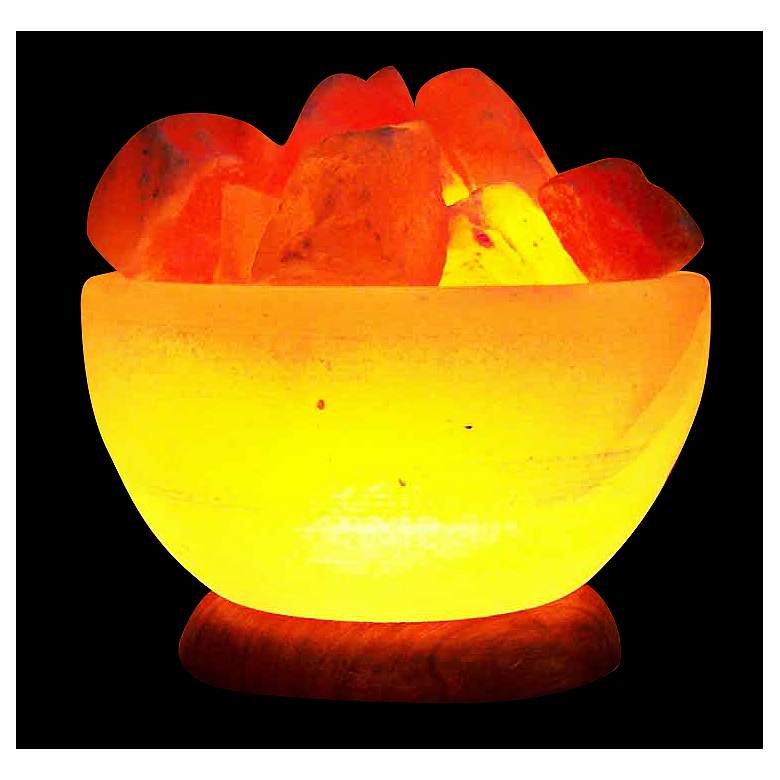 Image 1 Himalayan Salt Crystal 7 inch High Bowl with Stones Accent Lamp