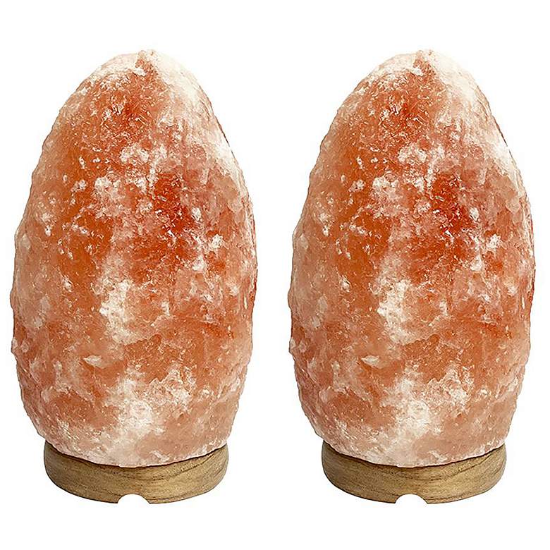 Image 1 Himalayan Salt Lamps with Wooden Base Set of 2 Pink